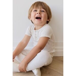 Jamie‎ Kay Ribbed Henley Tee Organic Cotton Blend Short Sleeve Top Size 5Y